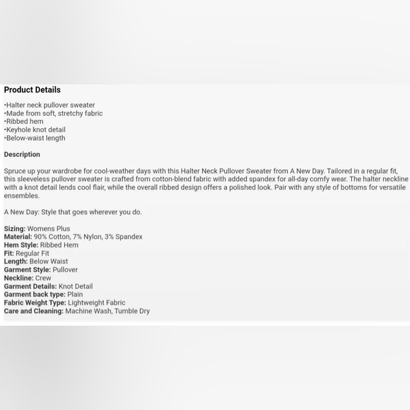 Women's Halter Neck Pullover Sweater - A New Day Black - Picture 3 of 4